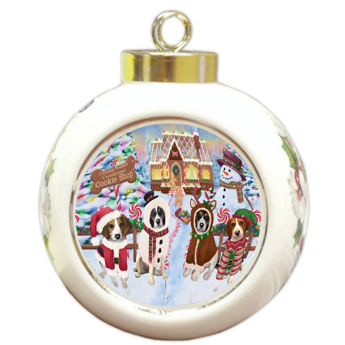 Holiday Gingerbread Cookie Shop Treeing Walker Coonhounds Dog Round Ball Christmas Ornament RBPOR56983