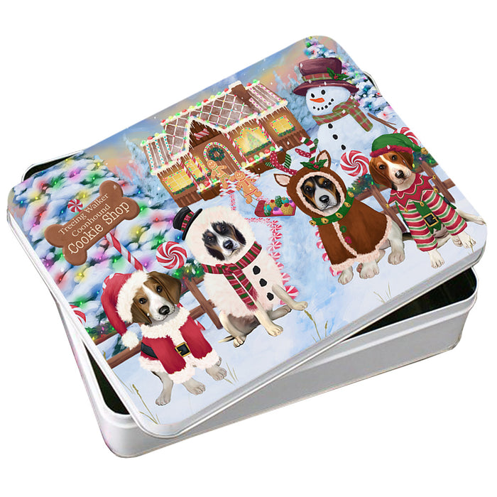 Holiday Gingerbread Cookie Shop Treeing Walker Coonhounds Dog Photo Storage Tin PITN56570