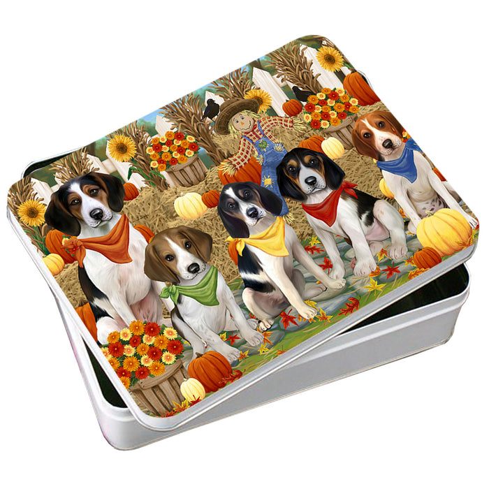 Fall Festive Gathering Treeing Walker Coonhounds Dog with Pumpkins Photo Storage Tin PITN50809