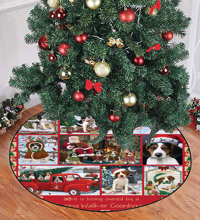 Love is Being Owned Christmas Treeing Walker Coonhound Dogs Tree Skirt
