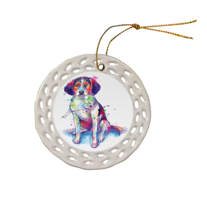 Watercolor Treeing Walker Coonhound Dog Ceramic Doily Ornament DPOR57406