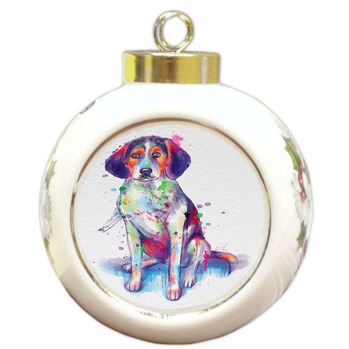 Watercolor Treeing Walker Coonhound Dog Round Ball Christmas Ornament RBPOR58238
