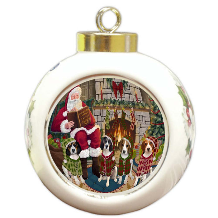 Christmas Cozy Holiday Tails Treeing Walker Coonhounds Dog Round Ball Christmas Ornament RBPOR55751