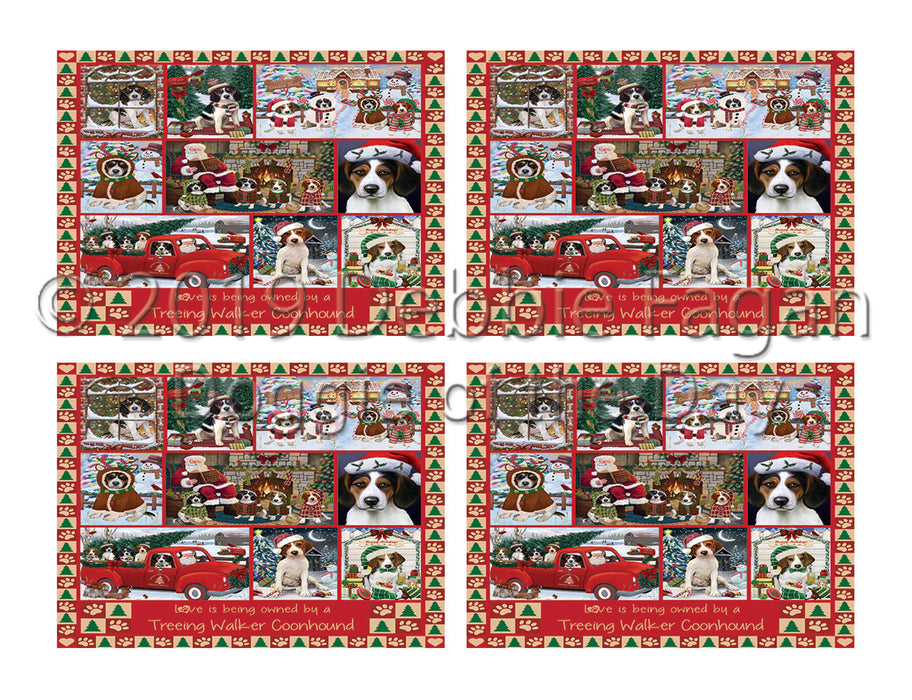 Love is Being Owned Christmas Treeing Walker Coonhound Dogs Placemat