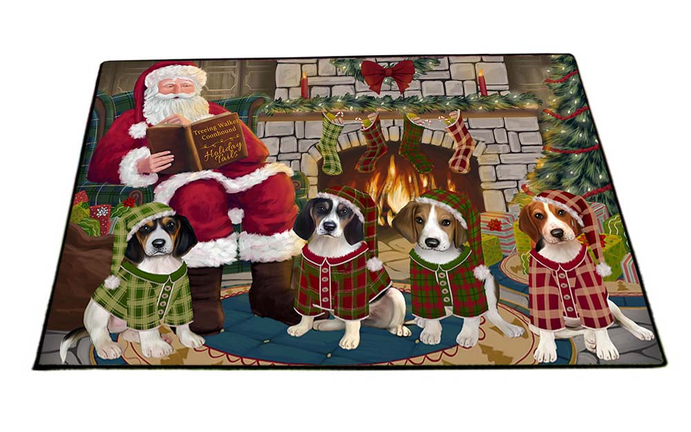 Christmas Cozy Holiday Tails Treeing Walker Coonhounds Dog Floormat FLMS52776