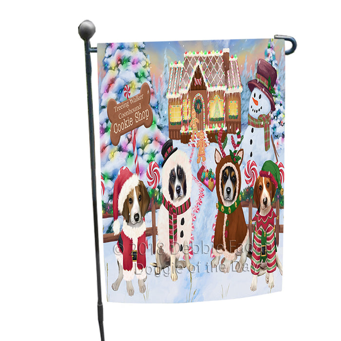 Holiday Gingerbread Cookie Shop Treeing Walker Coonhounds Dog Garden Flag GFLG57255