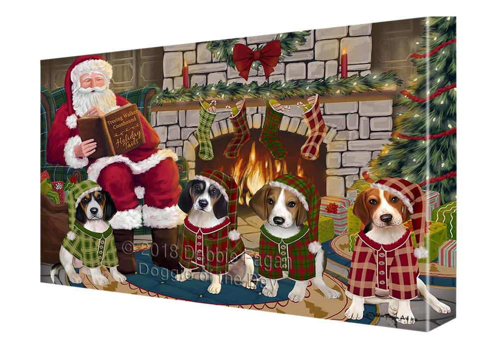 Christmas Cozy Holiday Tails Treeing Walker Coonhounds Dog Canvas Print Wall Art Décor CVS118484
