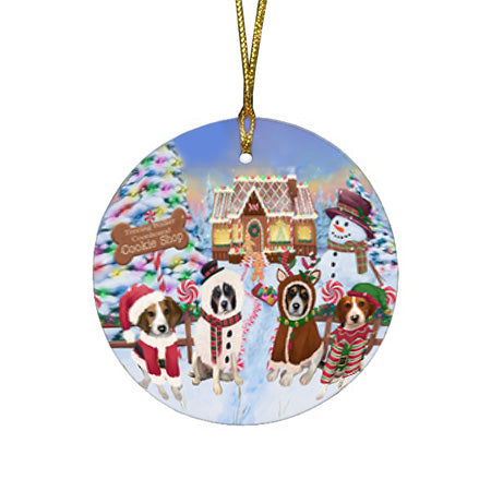 Holiday Gingerbread Cookie Shop Treeing Walker Coonhounds Dog Round Flat Christmas Ornament RFPOR56983