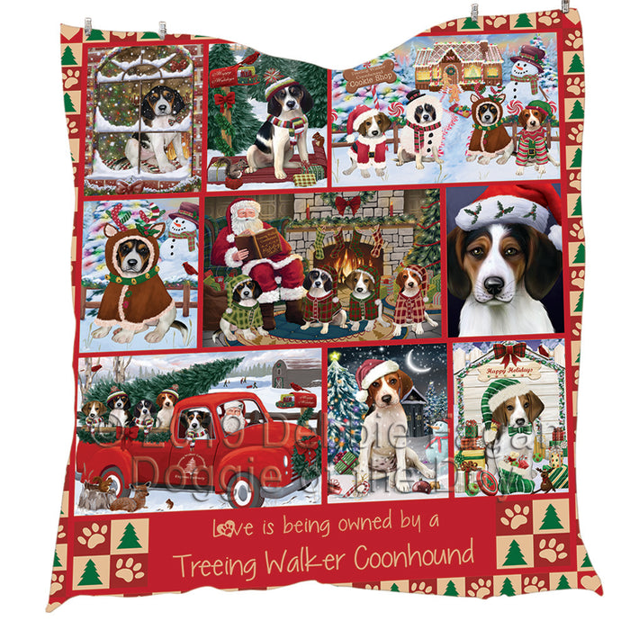Love is Being Owned Christmas Treeing Walker Coonhound Dogs Quilt