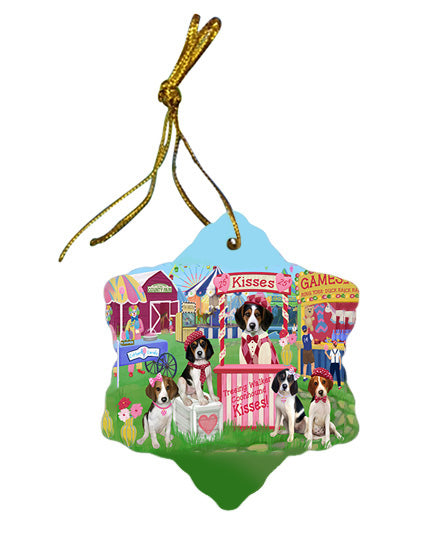Carnival Kissing Booth Treeing Walker Coonhounds Dog Star Porcelain Ornament SPOR56401