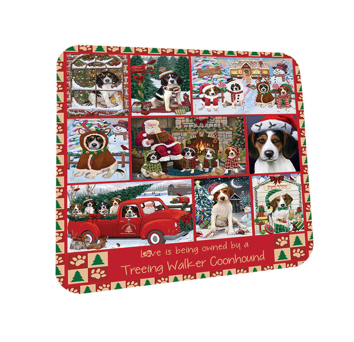 Love is Being Owned Christmas Treeing Walker Coonhound Dogs Coasters Set of 4 CST57220