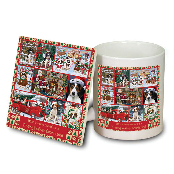 Love is Being Owned Christmas Treeing Walker Coonhound Dogs Mug and Coaster Set MUC57254