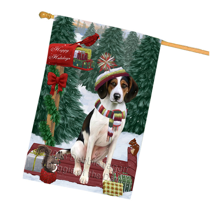 Merry Christmas Woodland Sled Treeing Walker Dog House Flag FLG55487