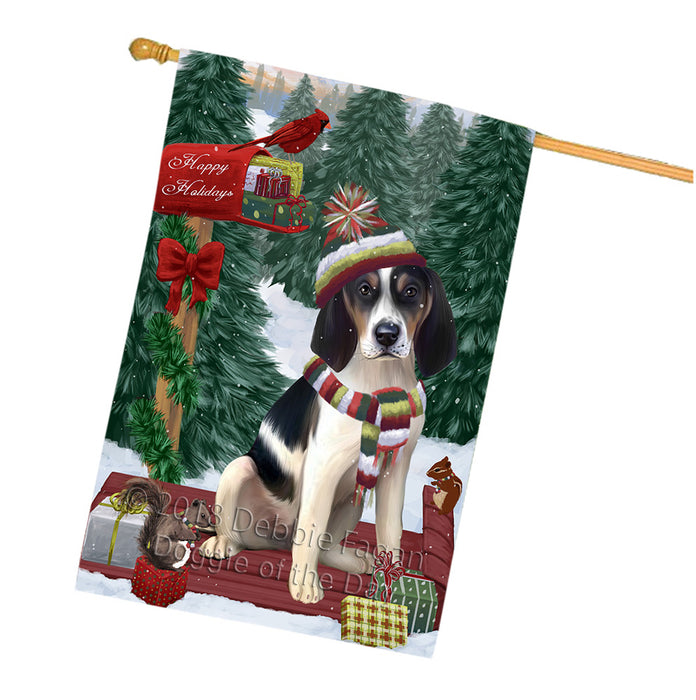 Merry Christmas Woodland Sled Treeing Walker Dog House Flag FLG55488