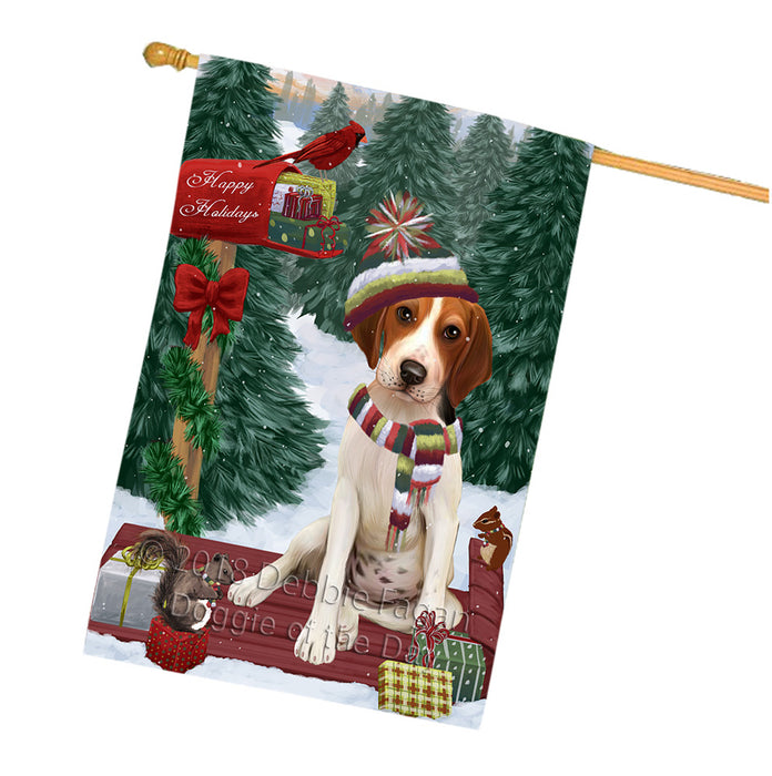Merry Christmas Woodland Sled Treeing Walker Dog House Flag FLG55489
