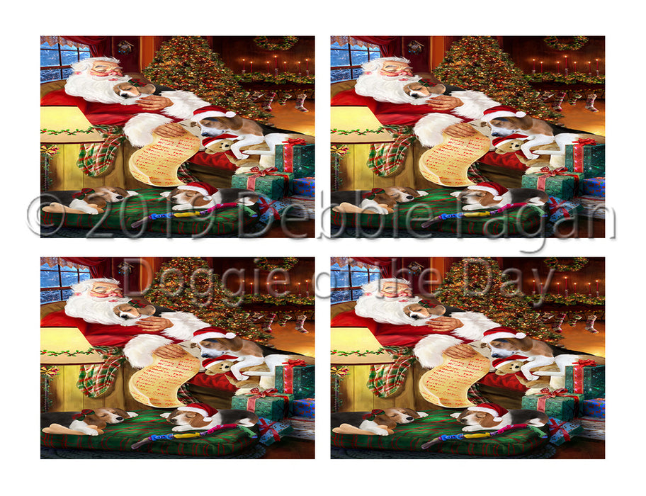 Santa Sleeping with Treeing Walker Coonhound Dogs Placemat