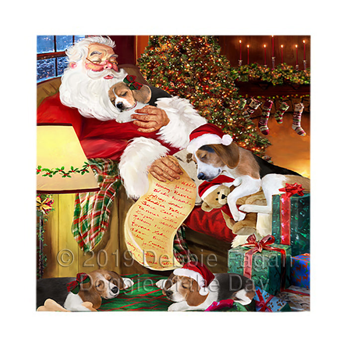 Santa Sleeping with Treeing Walker Coonhound Dogs Square Towel 