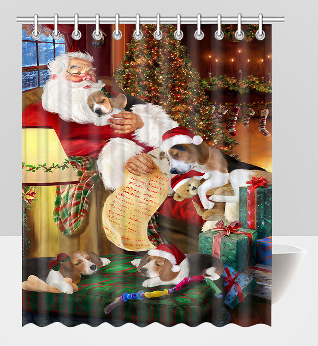 Santa Sleeping with Treeing Walker Coonhound Dogs Shower Curtain