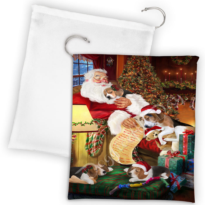 Santa Sleeping with Turkish Angora Cats Drawstring Laundry or Gift Bag LGB48859