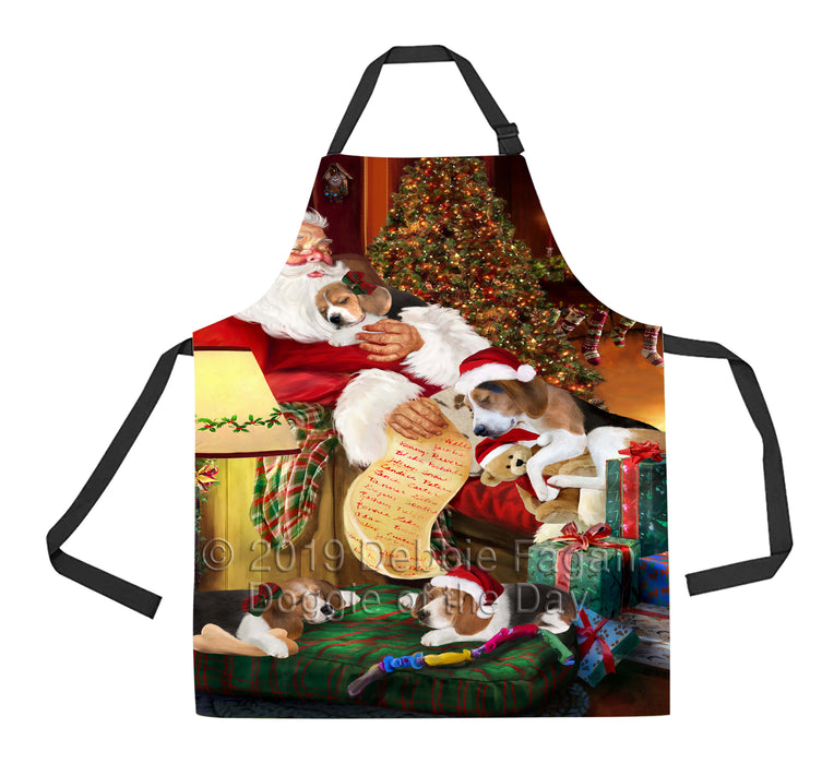 Santa Sleeping with Treeing Walker Coonhound Dogs Apron