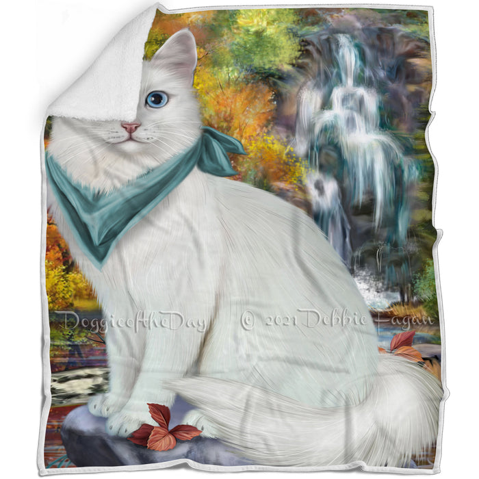Scenic Waterfall Turkish Angora Cat Blanket BLNKT110802