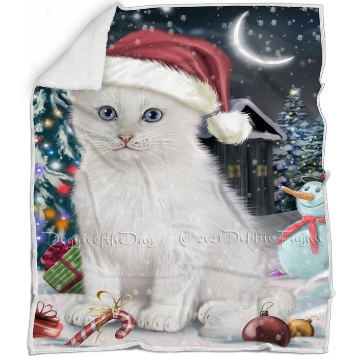 Have a Holly Jolly Christmas Happy Holidays Turkish Angora Cat Blanket BLNKT105690