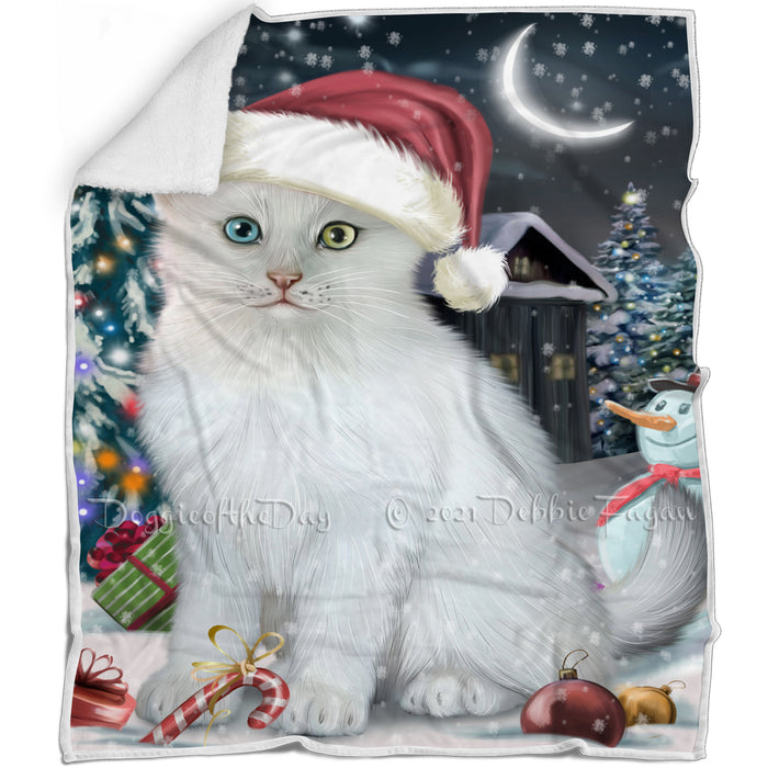Have a Holly Jolly Christmas Happy Holidays Turkish Angora Cat Blanket BLNKT105699