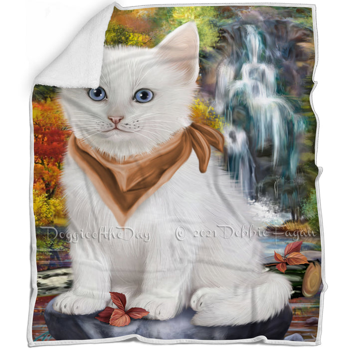 Scenic Waterfall Turkish Angora Cat Blanket BLNKT110811