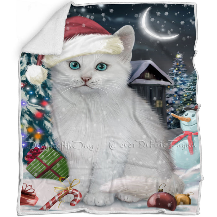 Have a Holly Jolly Christmas Happy Holidays Turkish Angora Cat Blanket BLNKT105708