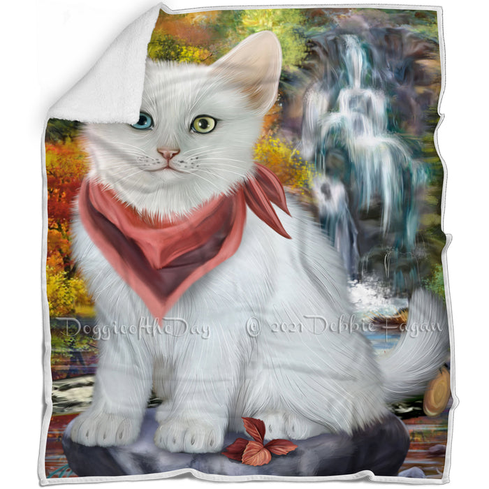 Scenic Waterfall Turkish Angora Cat Blanket BLNKT110820