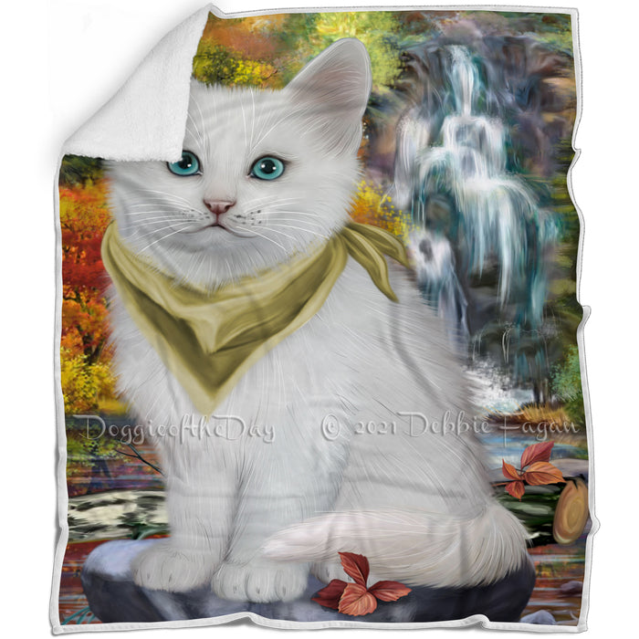 Scenic Waterfall Turkish Angora Cat Blanket BLNKT110829