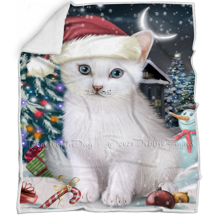 Have a Holly Jolly Christmas Happy Holidays Turkish Angora Cat Blanket BLNKT105717