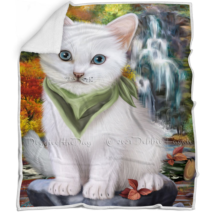 Scenic Waterfall Turkish Angora Cat Blanket BLNKT110838