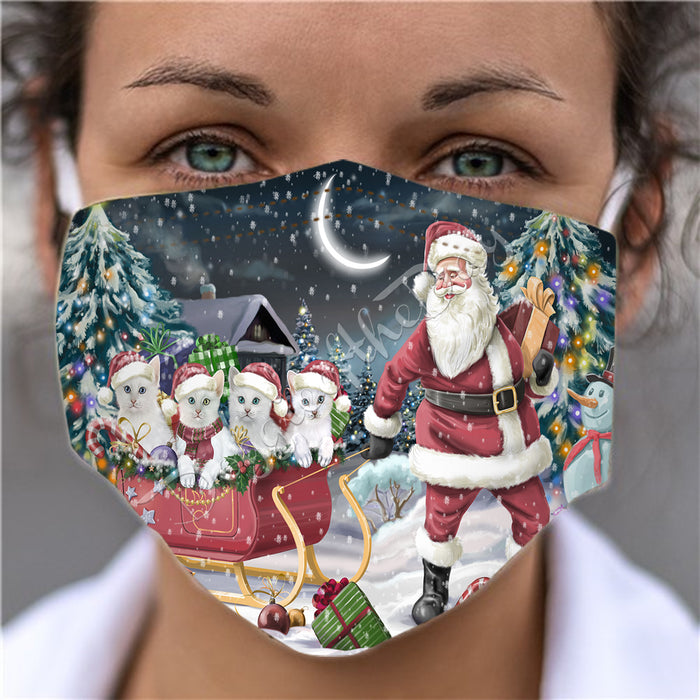 Santa Sled Dogs Christmas Happy Holidays Turkish Angora Cats Face Mask FM49046