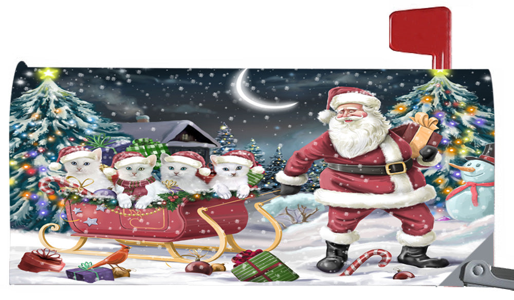 Magnetic Mailbox Cover Santa Sled Christmas Happy Holidays Turkish Angora Cats MBC48177