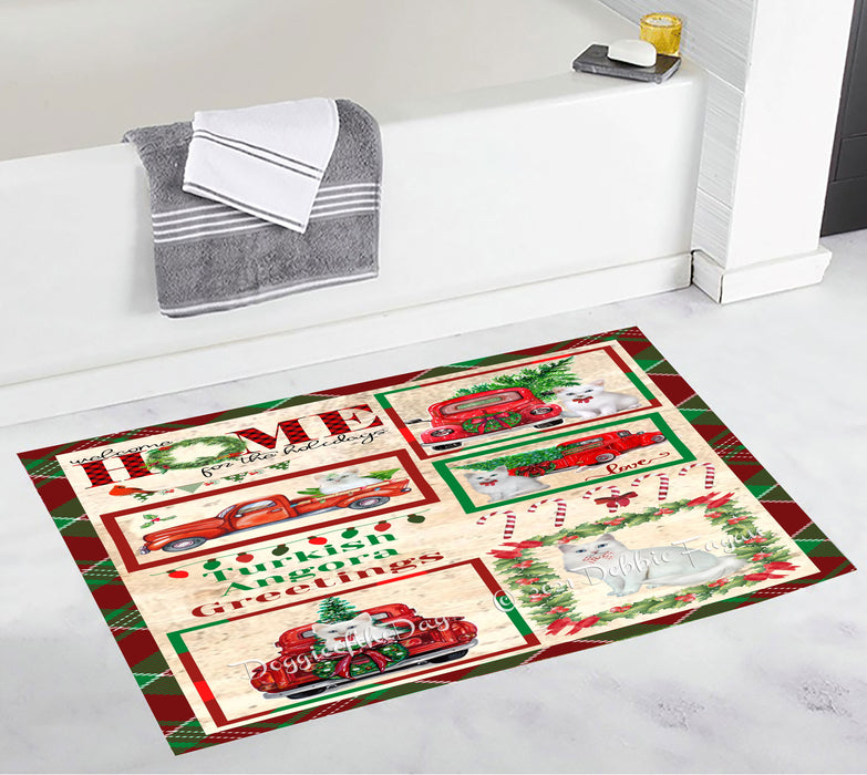 Welcome Home for Christmas Holidays Turkish Angora Cats Bathroom Rugs with Non Slip Soft Bath Mat for Tub BRUG54508