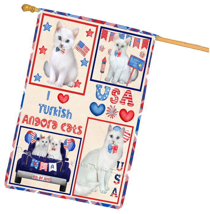 4th of July Independence Day I Love USA Turkish Angora Cats House flag FLG67006