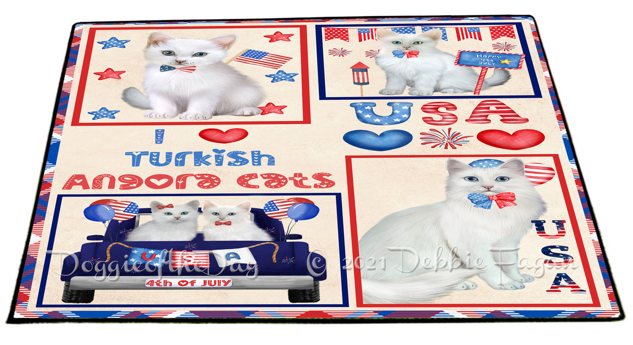 4th of July Independence Day I Love USA Turkish Angora Cats Floormat FLMS56356 Floormat FLMS56356