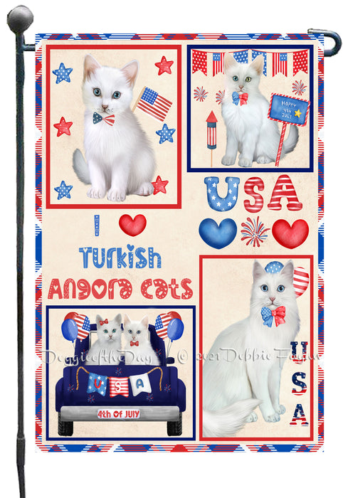 4th of July Independence Day I Love USA Turkish Angora Cats Garden Flag GFLG66950