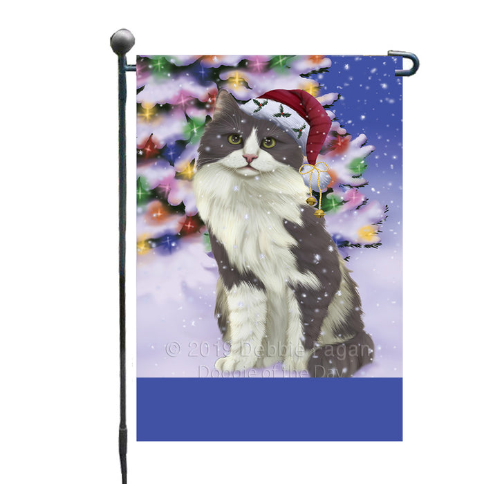 Personalized Winterland Wonderland Turkish Angora Cat In Christmas Holiday Scenic Background Custom Garden Flags GFLG-DOTD-A61429