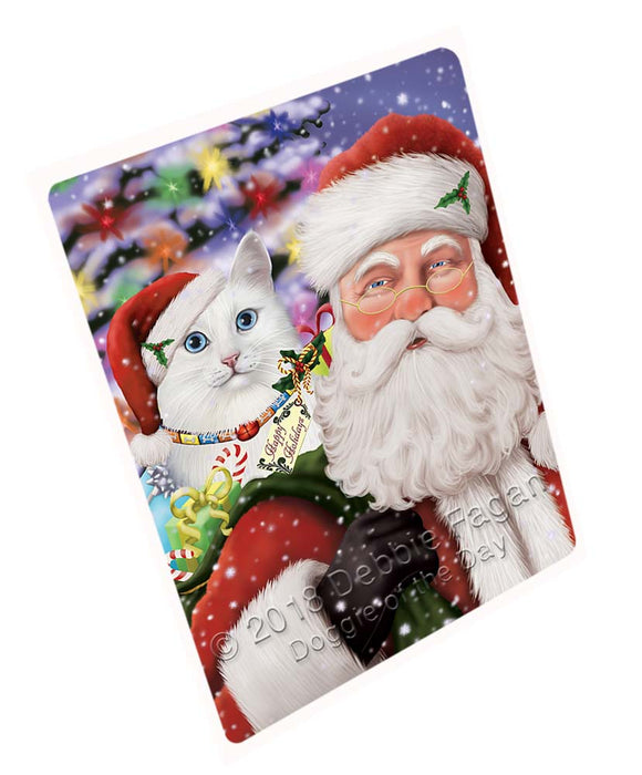 Santa Carrying Turkish Angora Cat and Christmas Presents Large Refrigerator / Dishwasher Magnet RMAG95562