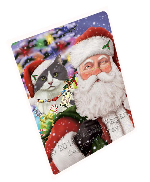 Santa Carrying Turkish Angora Cat and Christmas Presents Large Refrigerator / Dishwasher Magnet RMAG95556