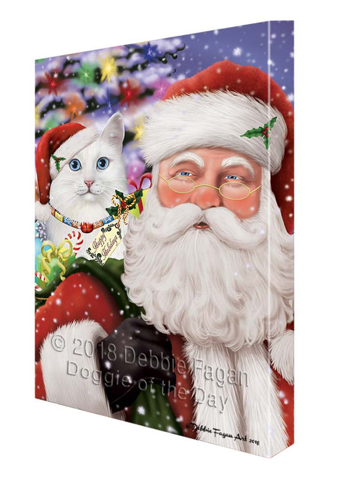 Santa Carrying Turkish Angora Cat and Christmas Presents Canvas Print Wall Art Décor CVS119870