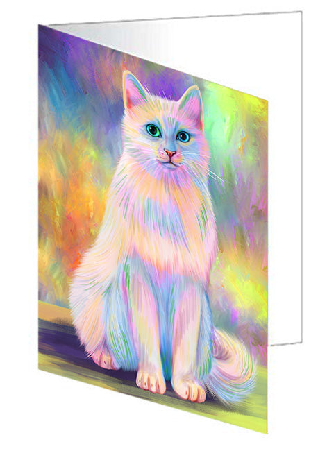 Paradise Wave Turkish Angora Cat Handmade Artwork Assorted Pets Greeting Cards and Note Cards with Envelopes for All Occasions and Holiday Seasons GCD72767