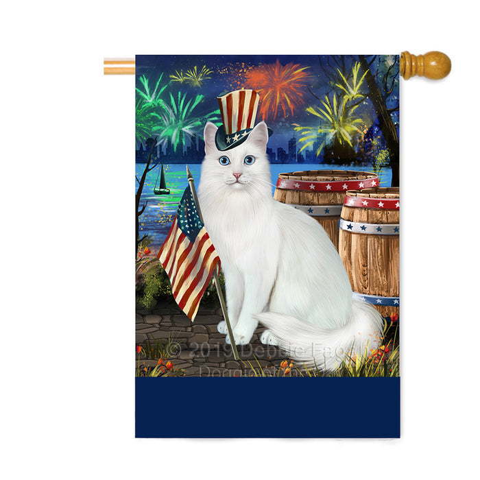 Personalized 4th of July Firework Turkish Angora Cat Custom House Flag FLG-DOTD-A58197