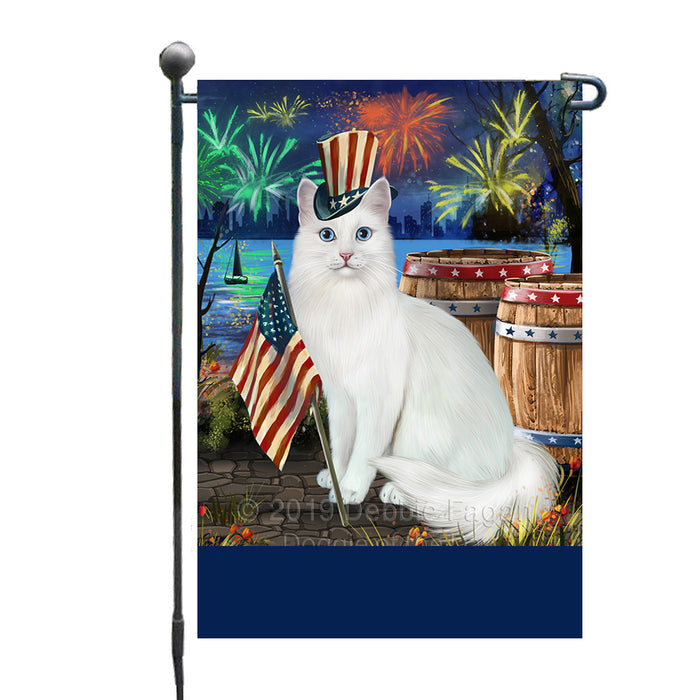 Personalized 4th of July Firework Turkish Angora Cat Custom Garden Flags GFLG-DOTD-A58141