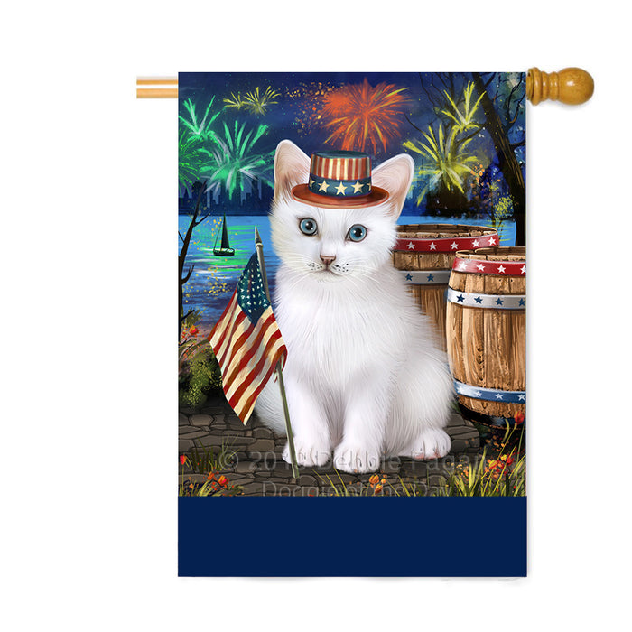 Personalized 4th of July Firework Turkish Angora Cat Custom House Flag FLG-DOTD-A58198