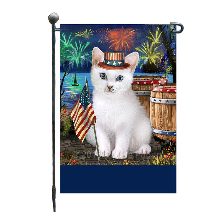 Personalized 4th of July Firework Turkish Angora Cat Custom Garden Flags GFLG-DOTD-A58142
