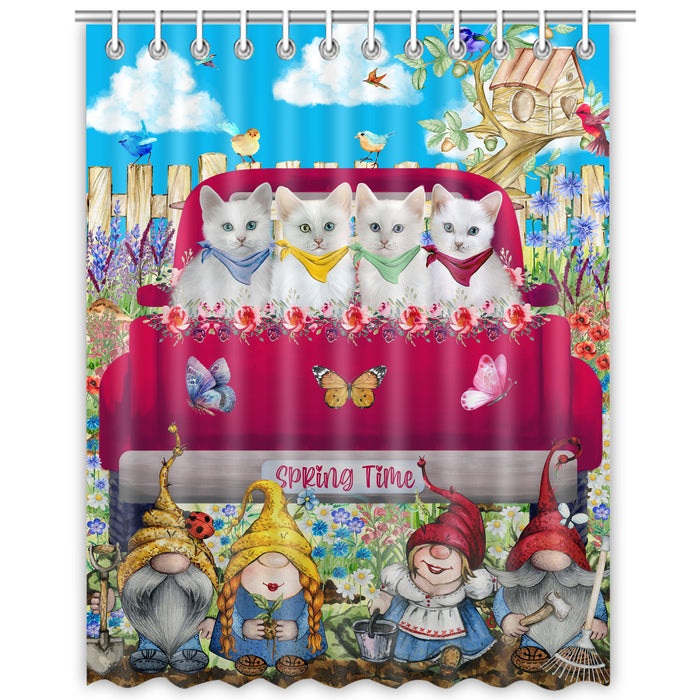 Turkish Angora Shower Curtain: Explore a Variety of Designs, Personalized, Custom, Waterproof Bathtub Curtains for Bathroom Decor with Hooks, Pet Gift for Cat Lovers