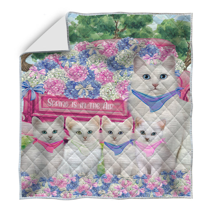 Turkish Angora Bedspread Quilt, Bedding Coverlet Quilted, Explore a Variety of Designs, Personalized, Custom, Cat Gift for Pet Lovers
